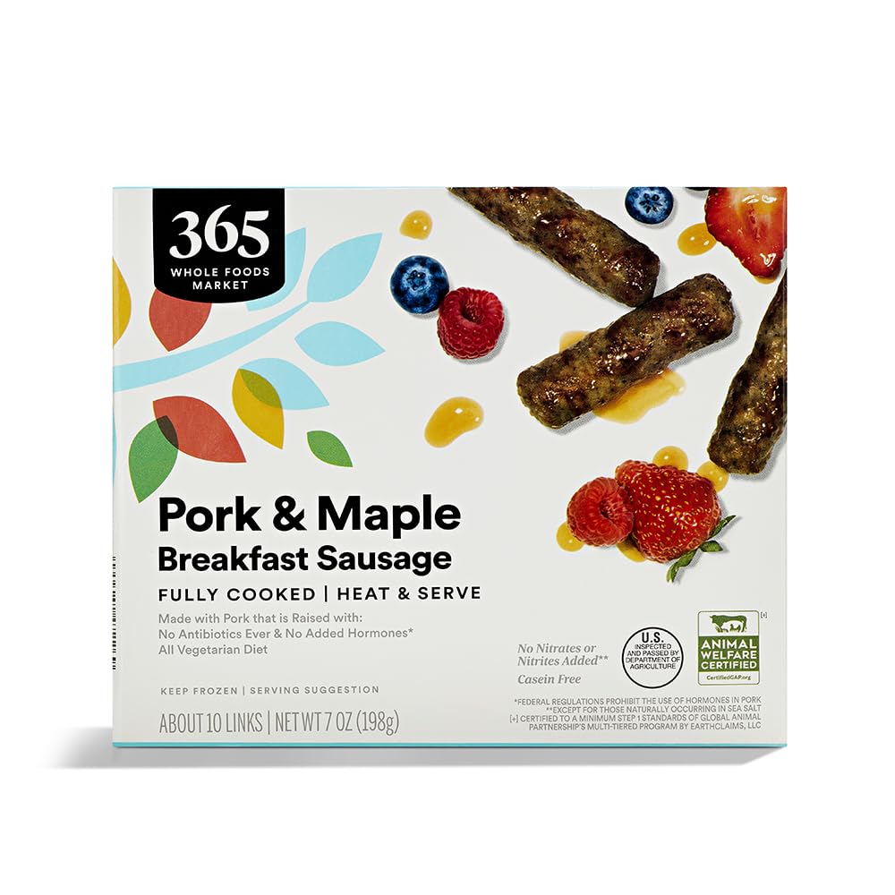 365 Everyday Value Pork & Maple Breakfast Sausage Links, (approximately 10 links), (Frozen), 7 oz