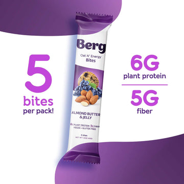 Berg Oat N' Energy Bites - Non-Gmo, Gluten Free, Dairy Free, Soy Free And Vegan - Clean Energy Snack - 1.5Oz, Pack Of 8 (Almond