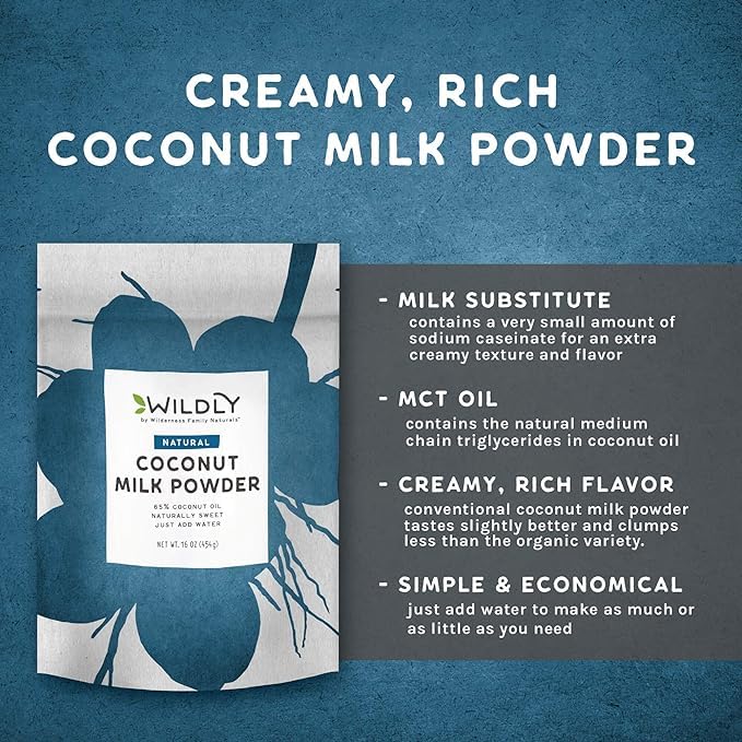 Wildly Conventional Coconut Milk Powder 80 Oz, 5 lb Bag - Natural, Dry, Unsweetened, Naturally Sweet, Powdered Creamer, Extra Cr