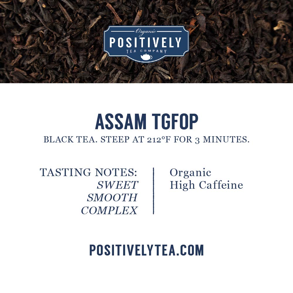 Organic Positively Tea Company, Assam Tgfop Black Tea, Loose Leaf, 16 Ounce