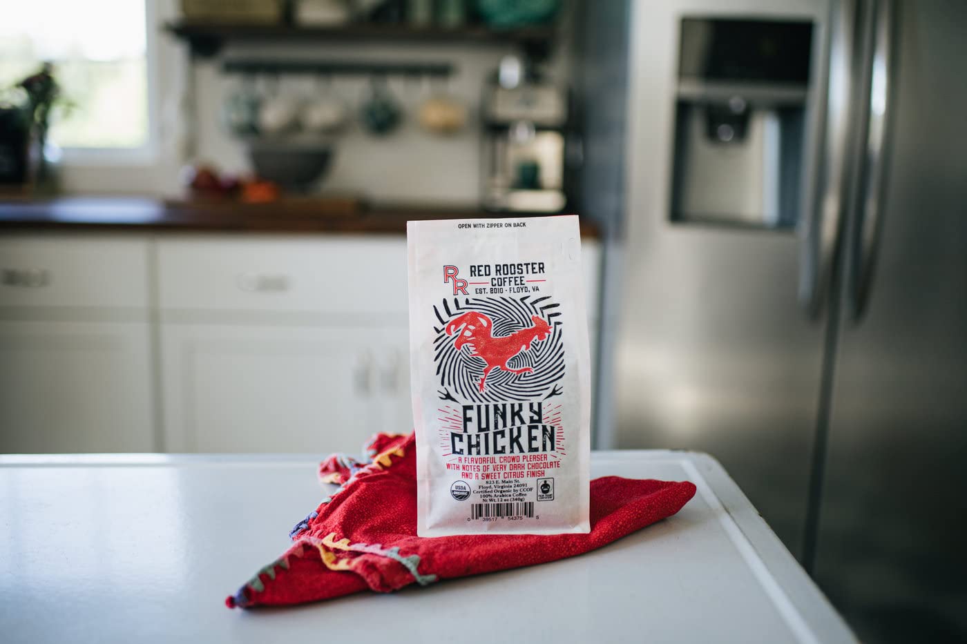 Red Rooster Coffee, Organic Funky Chicken Coffee - Medium-Dark Roast Whole Bean - Notes of Pecan Praline, Milk Chocolate Truffle