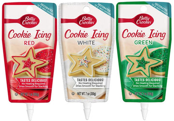Signature Brands Betty Crocker Christmas Colors Decorating Cookie Icing - 3 Pack- Red Green And White