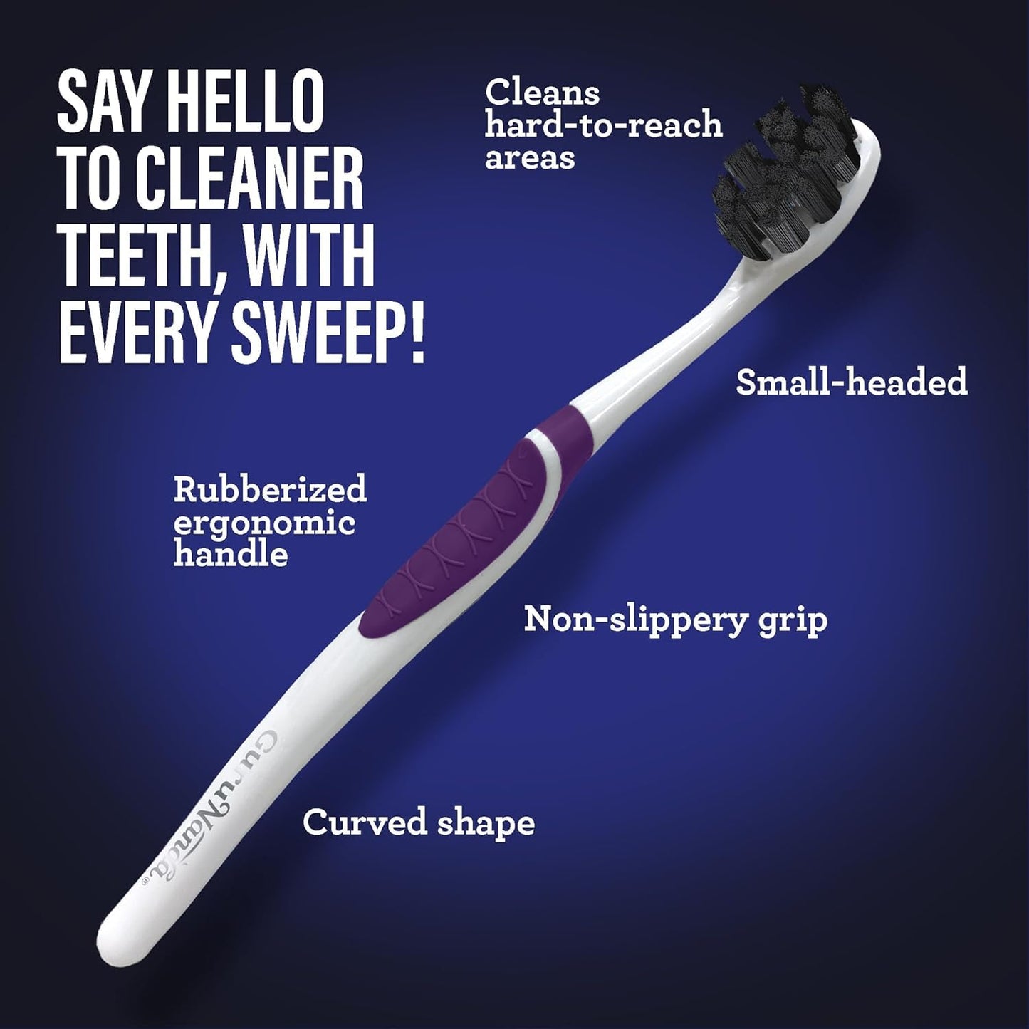 Gurunanda Butter On Gums Charcoal Toothbrush - 8,000+ Softex Bristles For Sensitive Teeth & Gums - Bpa & Latex Free Teeth Whiten