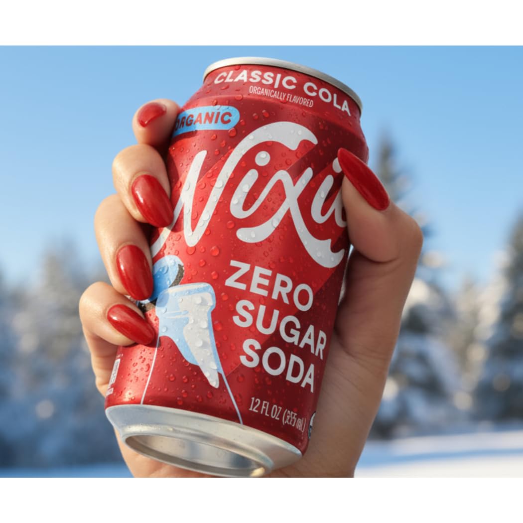 Nixie Organic Zero Sugar Soda  Classic Cola  0 Sugar  0 Calories  Healthy Soda Pop  Non-GMO  40mg Caffeine  12oz Can (1 Count)