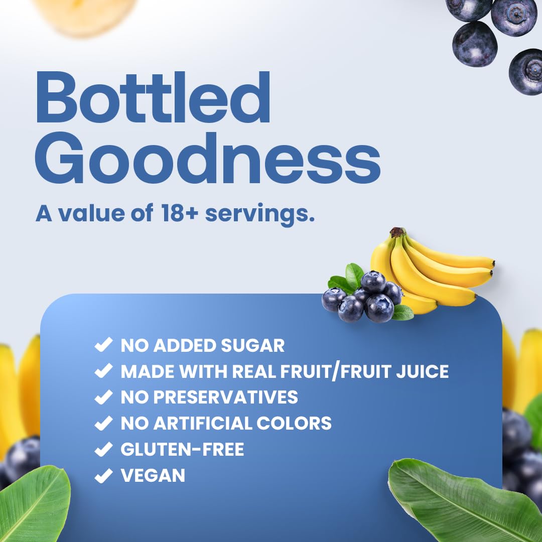 Dr. Smoothie 100% Crushed Blueberry Banana - No Added Sugar, Made With Real Fruits/Fruit Juice - Vegan, No Artificial Colors Or