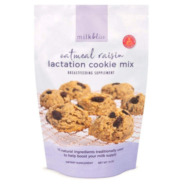 MilkBliss Lactation Cookies Mix- Oatmeal Raisin Breastfeeding Cookie Supplement Support for Breast Milk Increase- 15oz