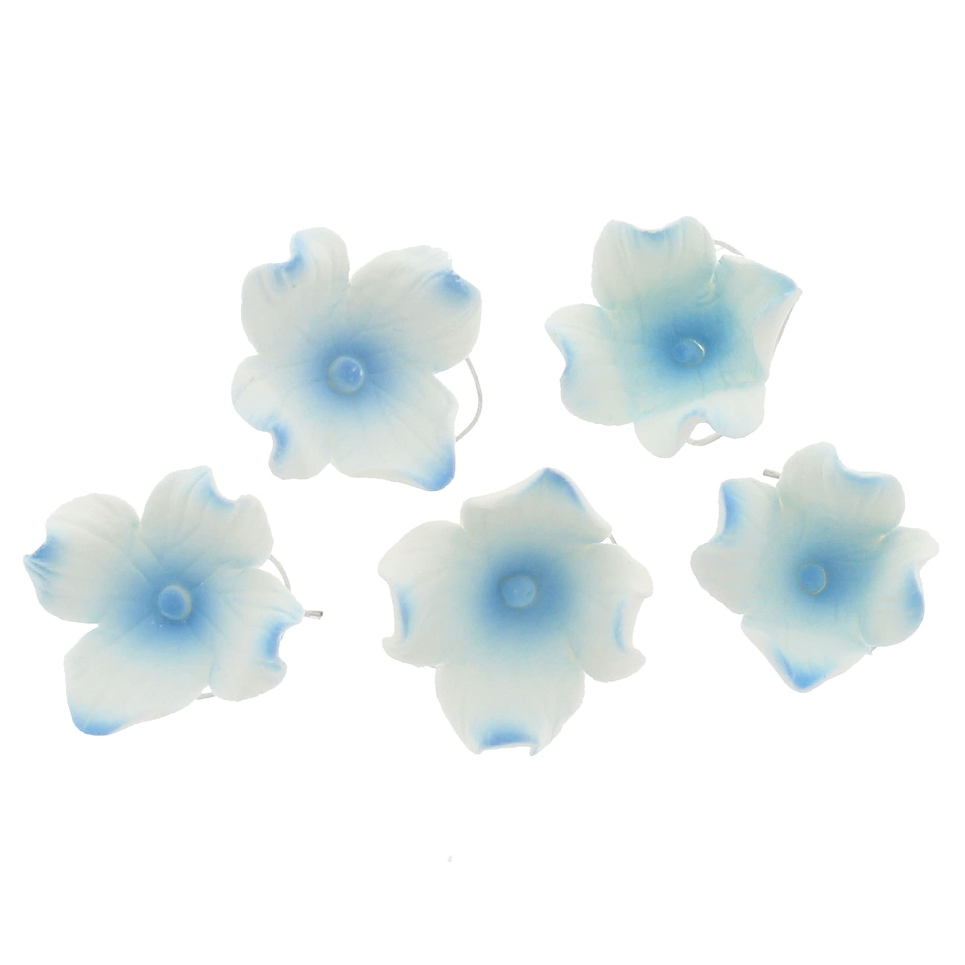Global Sugar Art Hydrangea Blossom Sugar Cake Flowers, White With Blue - Wired- 36 Count By Chef Alan Tetreault