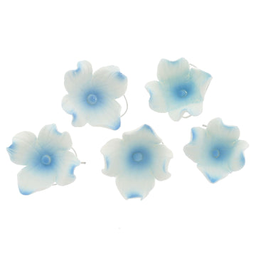 Global Sugar Art Hydrangea Blossom Sugar Cake Flowers, White With Blue - Wired- 36 Count By Chef Alan Tetreault