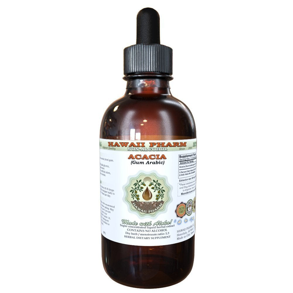 Hawaii Pharm Organic Acacia Gum Arabic Glycerite Herbal Supplement 2 Fl Oz Glass