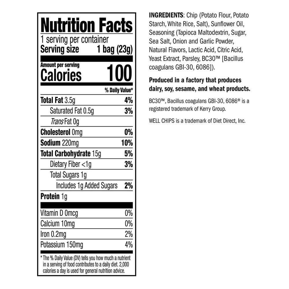 Wonderslim Potato Well Chips, Variety Pack, With Probiotics & Immune Support, Vegan, Gluten Free (12Ct)