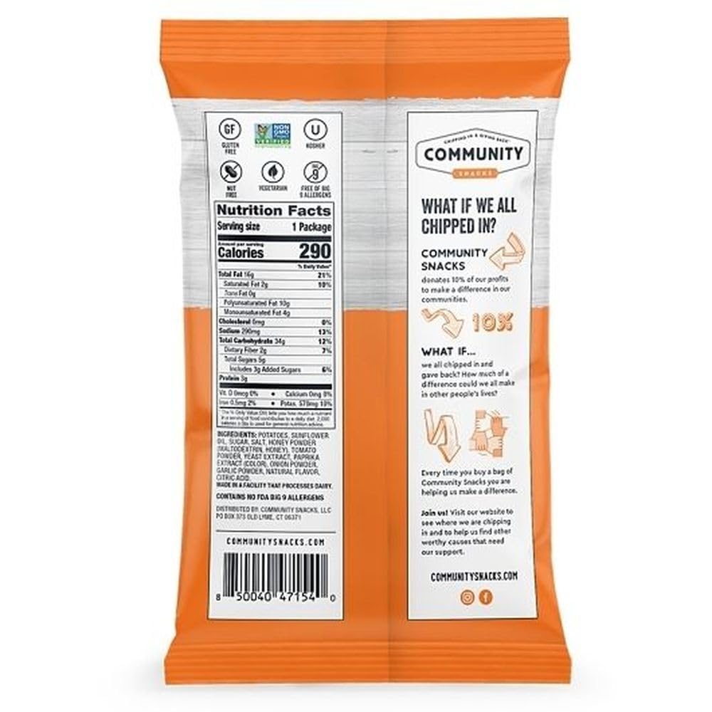 Community Snacks - 25 Count Honey BBQ Flavor Kettle Cooked Potato Chips - 2 Oz Bags - Non-GMO, Gluten-Free, Kosher, Vegetarian -