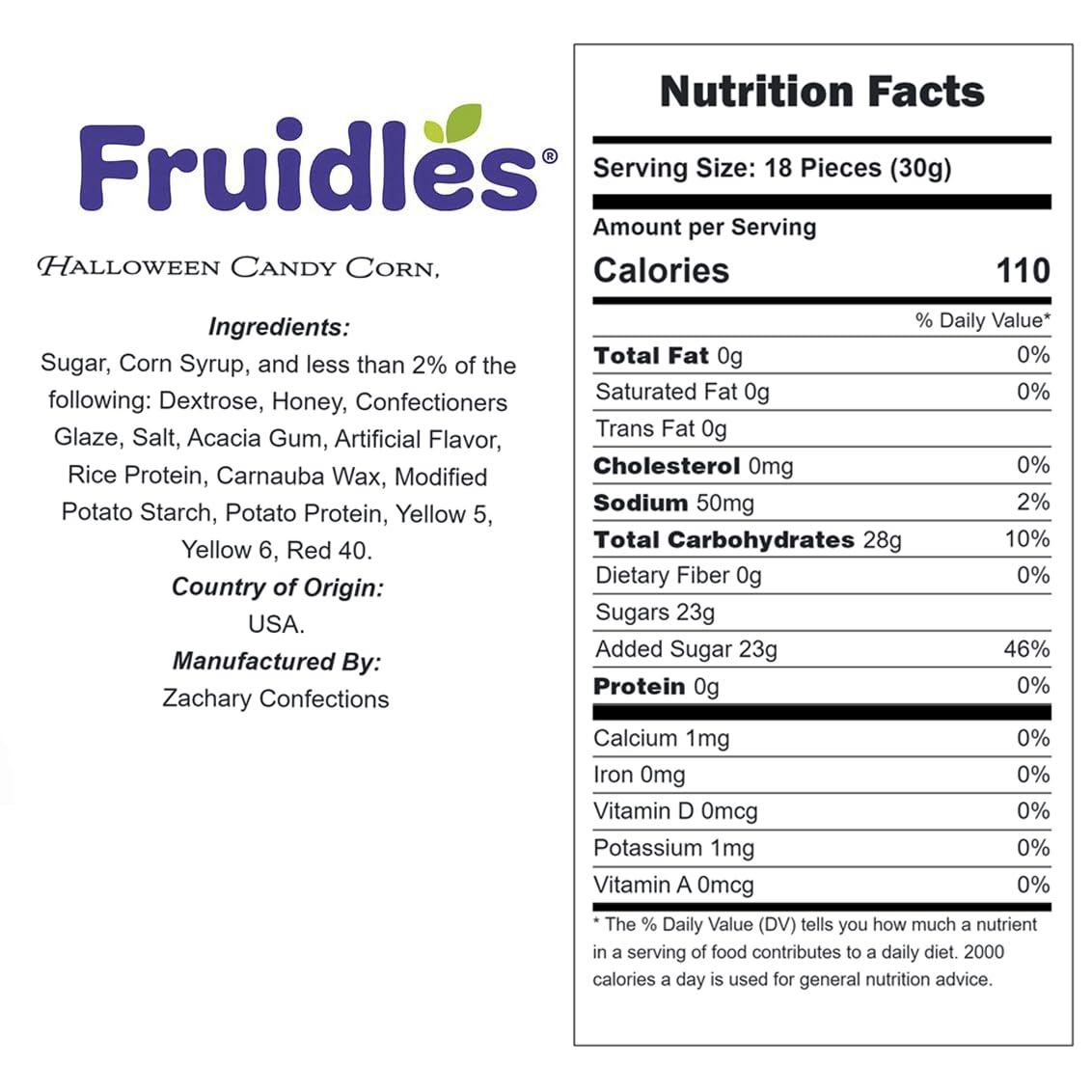 Fruidles Halloween Candy Corn - 60 Individual 1oz Bags - Classic Halloween Candy for Trick-or-Treaters, Made in USA (60-Pack)