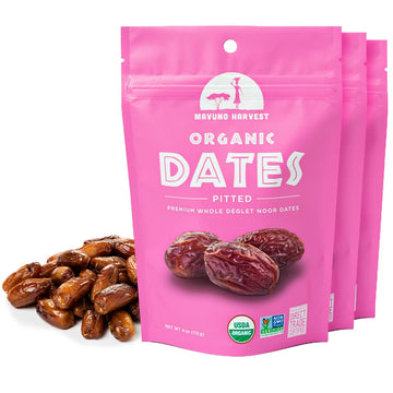Mavuno Harvest Dried Dates Snacks | Organic, Vegan, Non-GMO | 2 Ounce Resealable Bags, Pack of 3