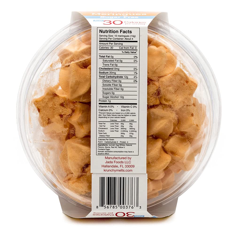 Krunchy Melts Original Sugar Free Meringue Cookies | Sugar Free Tangerine Flavor | Only 30 Calories Per Serving | Fat Free, Glut