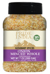 Pride Of India Minced Onion - Gluten Free, Vegan, Non-GMO - 7 oz (200 gm) - Sweet & Salty Flavor for Ramen, Soups, Marinades, D