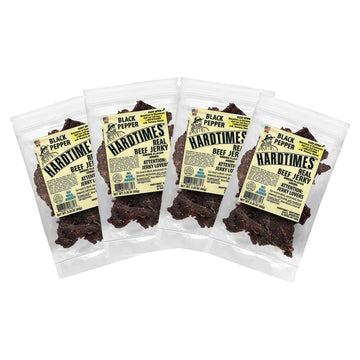 Hardtimes Handcrafted Beef Jerky - Black Pepper Flavor - 4 Pack Of 2.25 Oz Bags