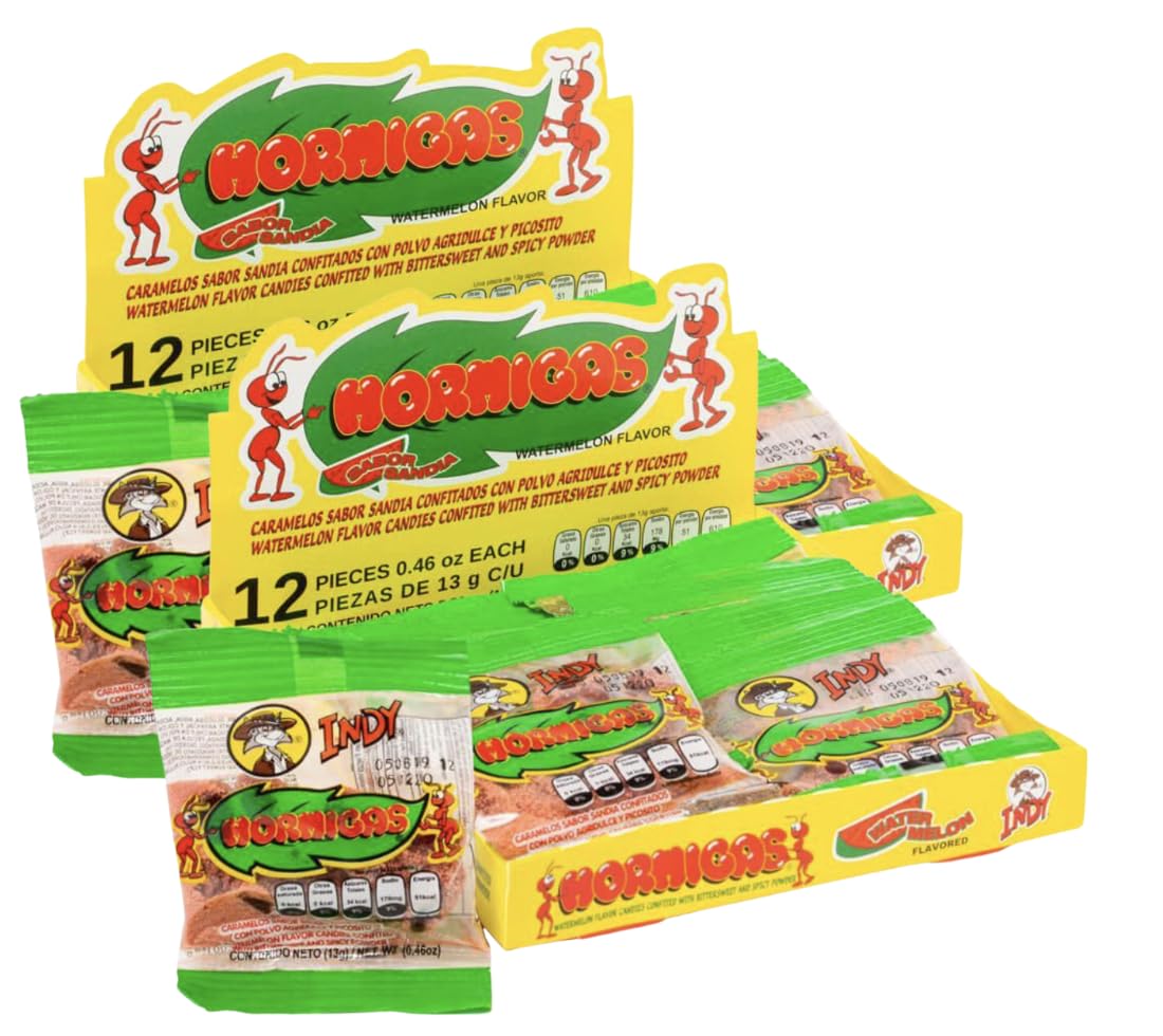 2 Packs - Hormigas Watermelon Flavor Mexican Candies Confited With Spicy Powder 24 Pcs