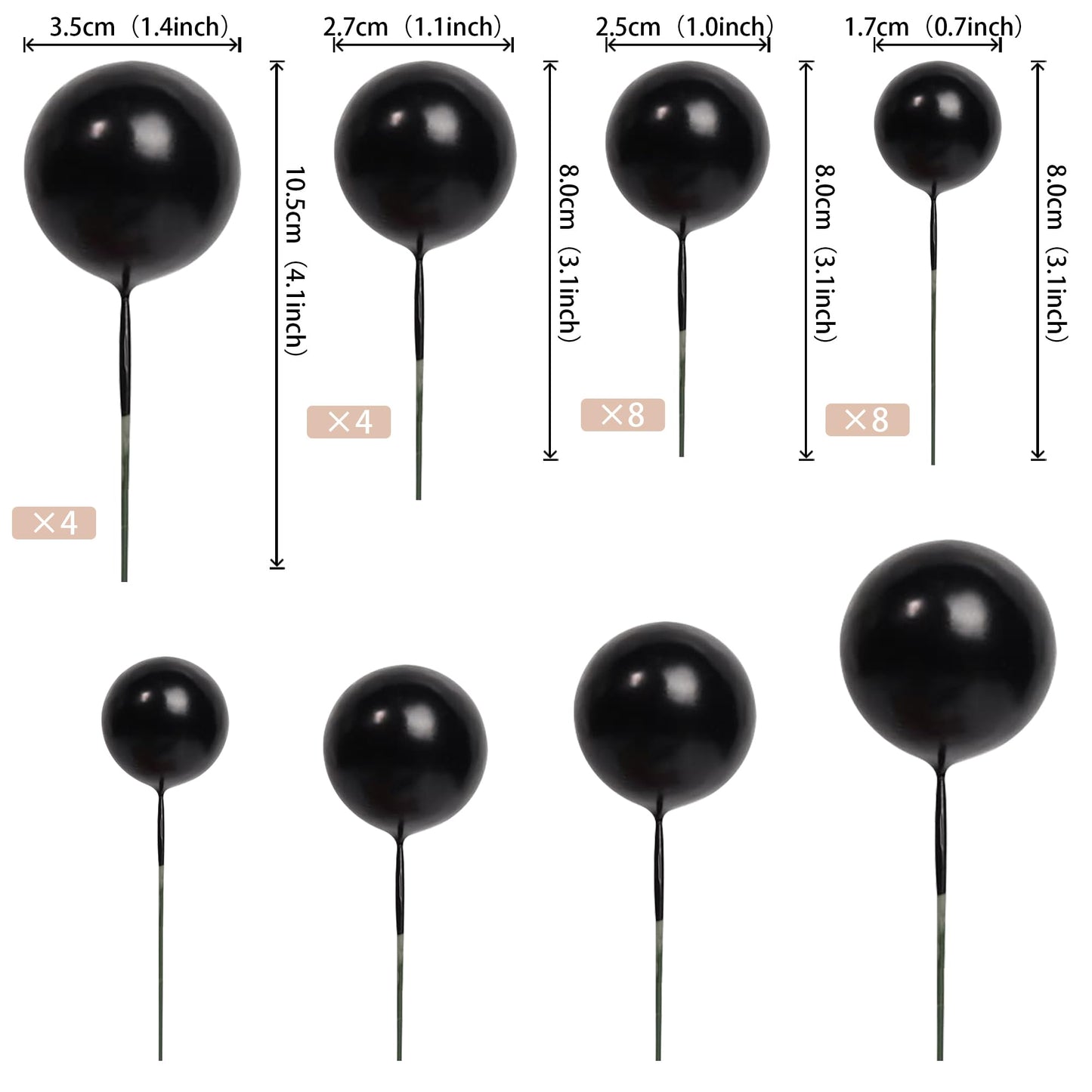 24 Pcs Balls Cake Toppers Ball Cake Picks Foam Ball Shaped Cupcake Toppers Mini Balloons Baby Shower Cake Decorations For Weddin