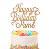 Personalized Happy Birthday Cake Topper | Customized Name Cake Decoration | Double Sided Glitter Card | Rose Gold