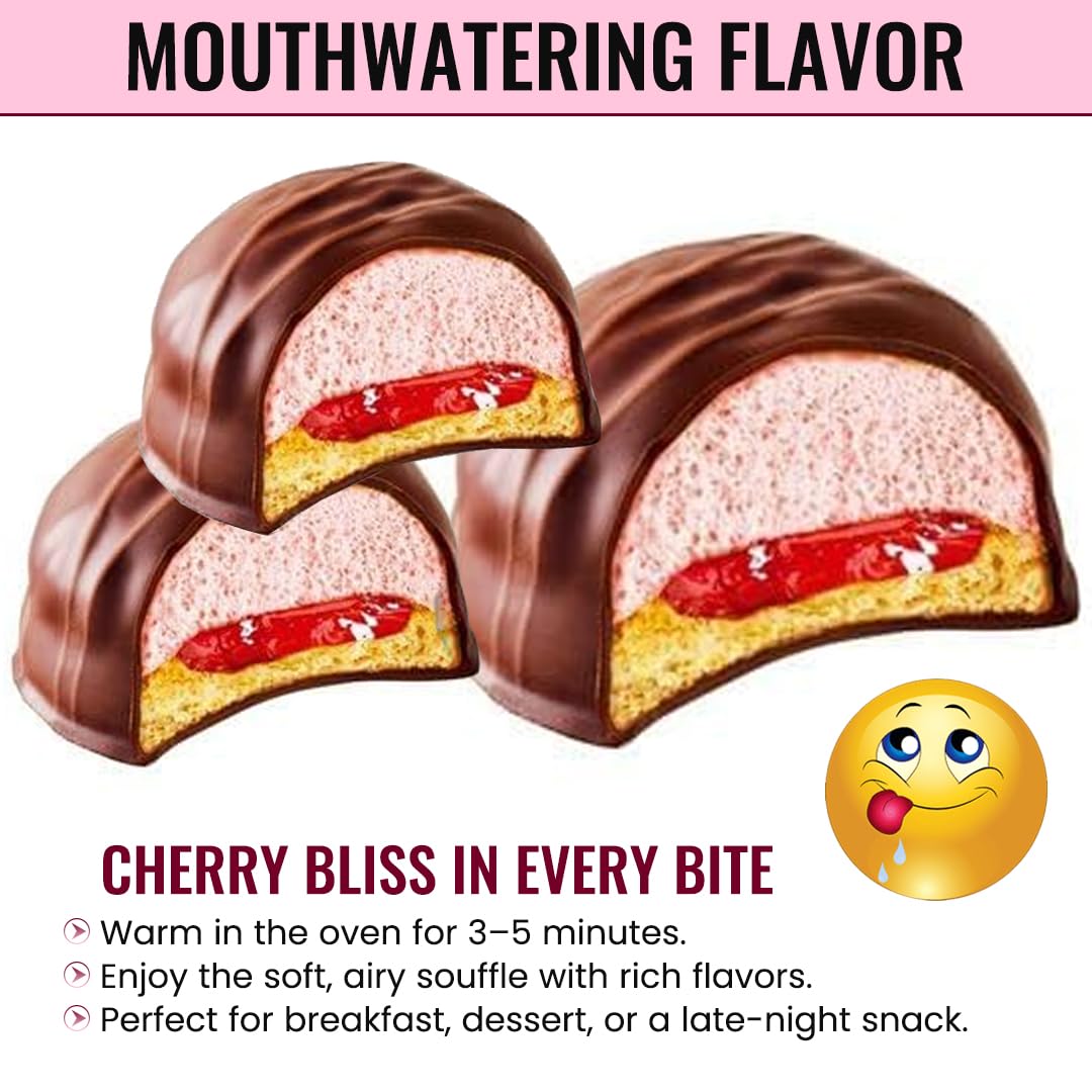 Konti Bonjour Dessert Cherry Flavor Cookies For Any Celebration- Indulge In Gourmet Dessert With Rich Caramel For A Mouthwaterin