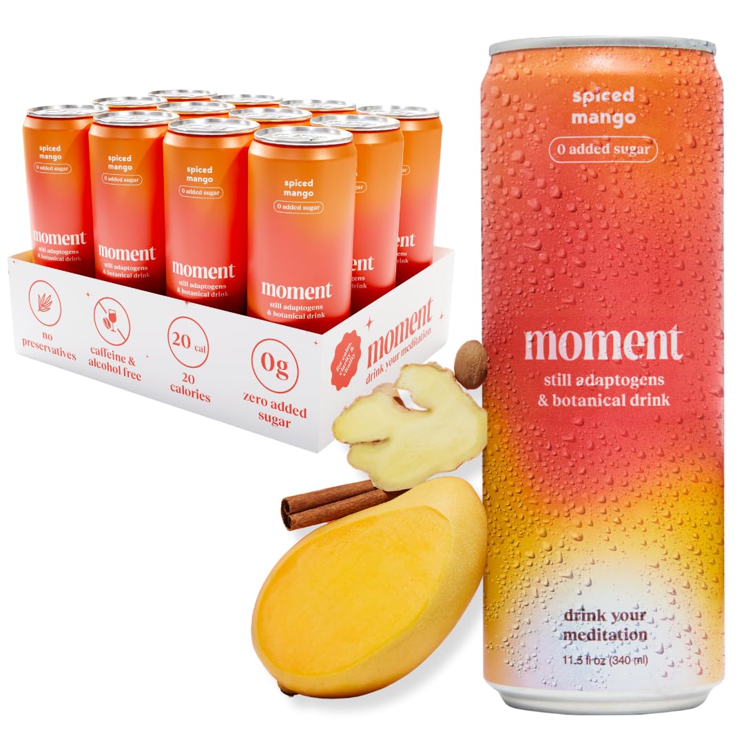 Drink Your Meditation Moment Botanical Drink - STILL Spiced Mango, 11.5 Fl Oz, 12-Pack, Contains Adaptogens, Low Calorie, Keto