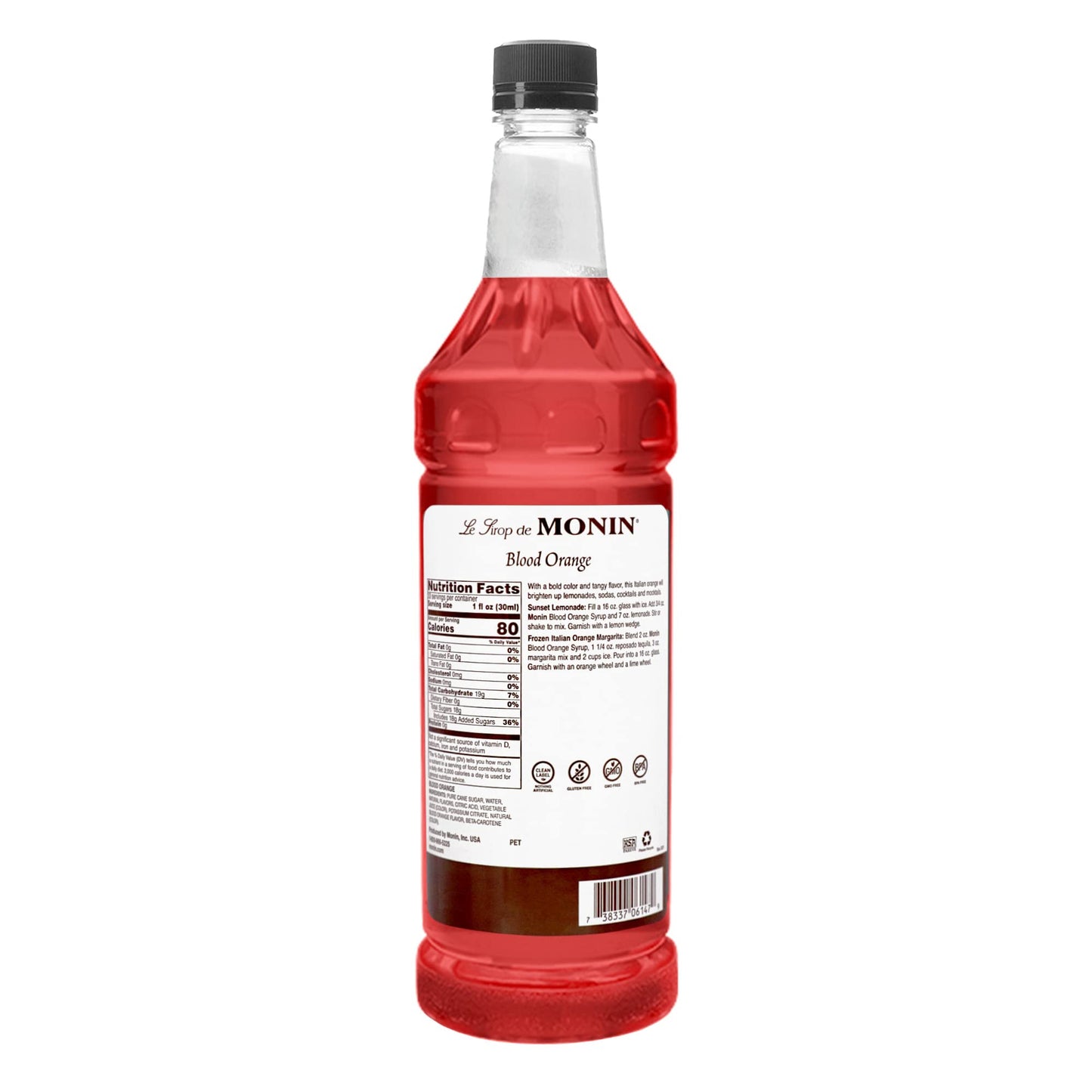 Monin Blood Orange Syrup, Natural Flavors, 33.8 Fl Oz, Non-GMO, Gluten-Free