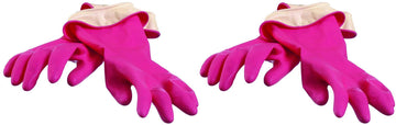 Casabella Premium Waterblock Cleaning Gloves - 2 Pair (4 Gloves) Pink - Large