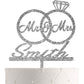 Personalized Bride And Groom Wedding Cake Topper With Customized Last Name For Mr Mrs (Silver Glitter)
