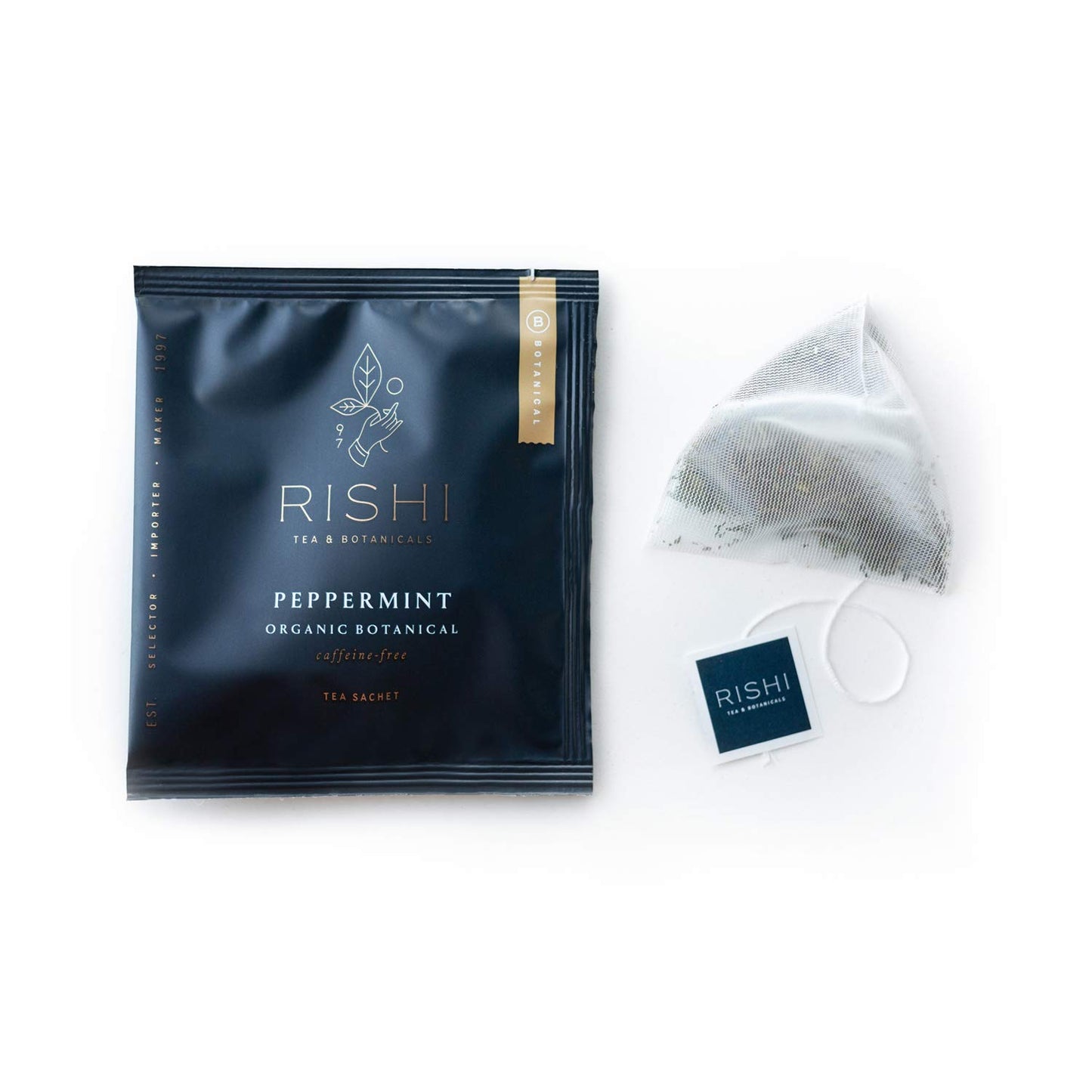 Rishi Tea Peppermint Herbal Tea - Organic Caffeine Free Sachet Bags - 50 Count