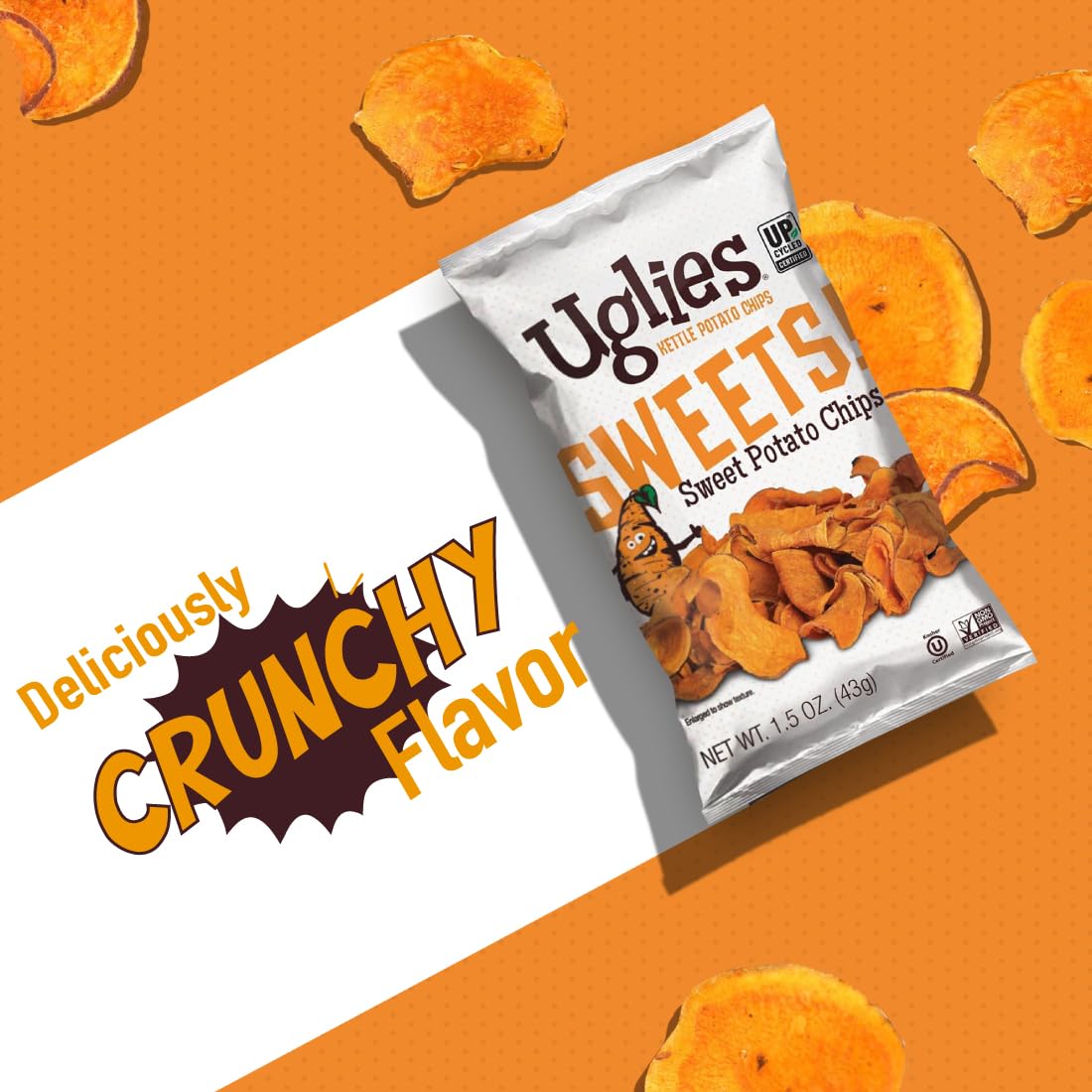 Uglies Sweet Potato Kettle-Cooked Potato Chips, Gluten-Free, 5.5 Oz. Bags, Pack of 12, Natural