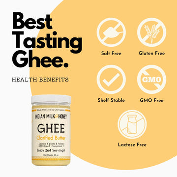 Indian Milk & Honey Classic Grass-Fed Ghee Clarified Butter, Lactose & Gluten Free, 2.75 lb, Recyclable PET Jar
