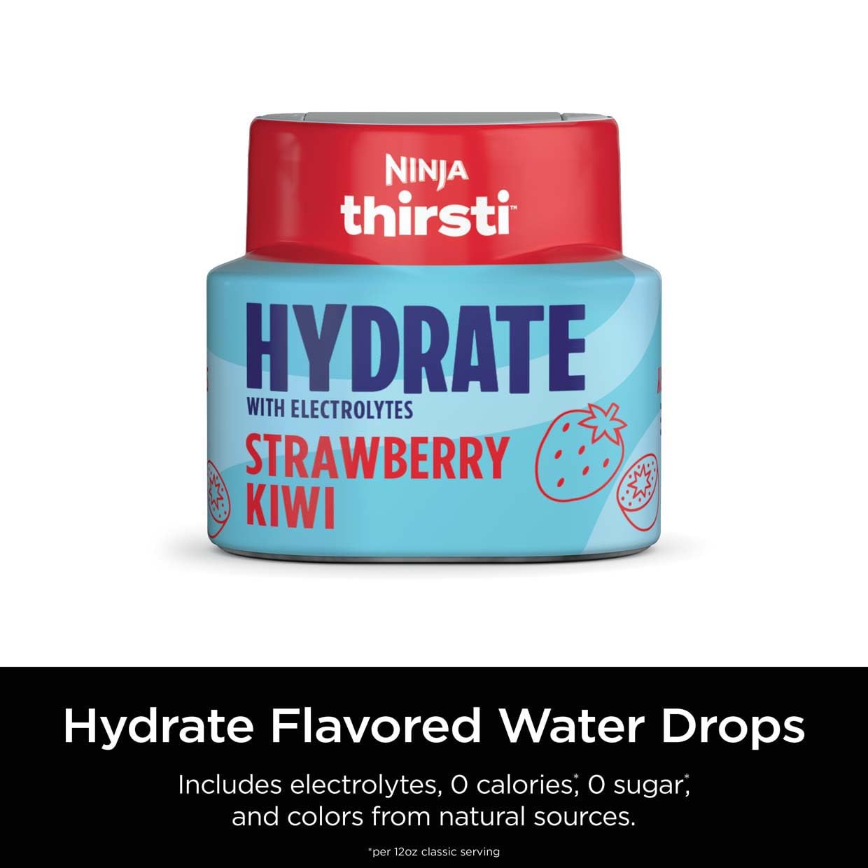 Ninja Thirsti Flavored Water Drops, Hydrate With Electrolytes, Strawberry Kiwi, 3 Pack, Zero Calories, Zero Sugar, 2.07 Fl Oz, M