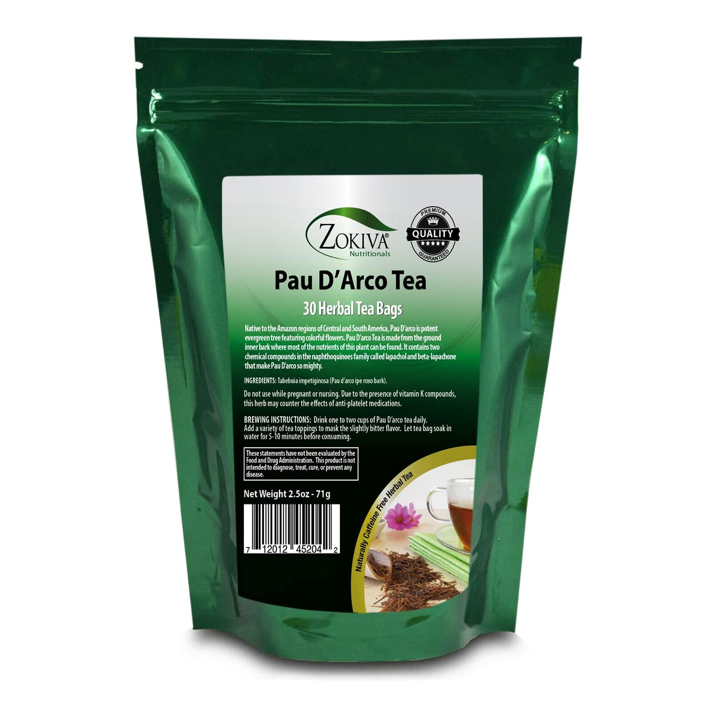 Pau DArco Tea 100% Pure (30 enhanced Bags) All-Natural Herbal Tea