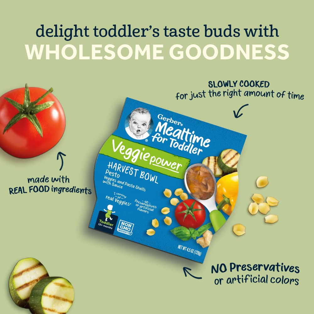 Gerber Mealtime Harvest Bowl, Garden Tomato Pasta & Veggies, 4.5 Ounce (Pack Of 8)
