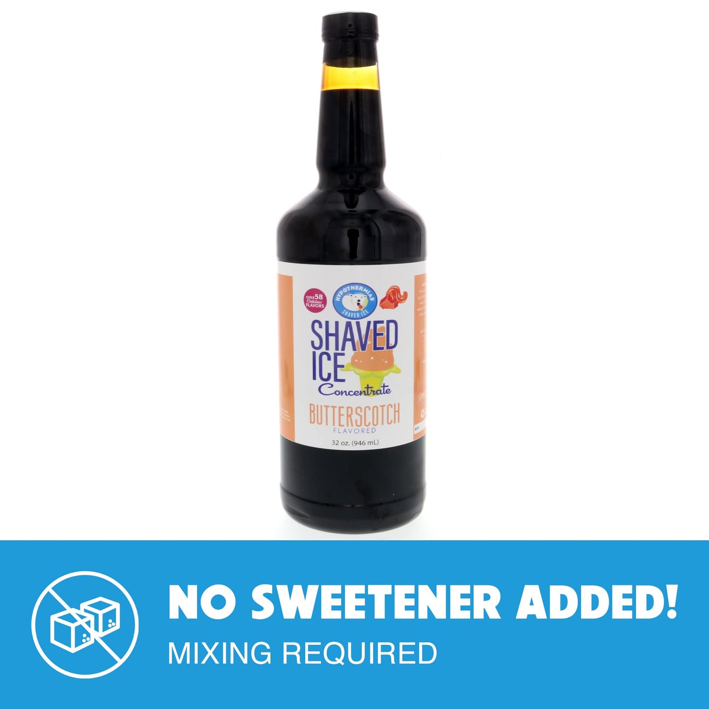 Hypothermias Shaved Ice Syrup Concentrate - Butterscotch - 32 Fl Oz - Makes 8 Gallons - Unsweetened