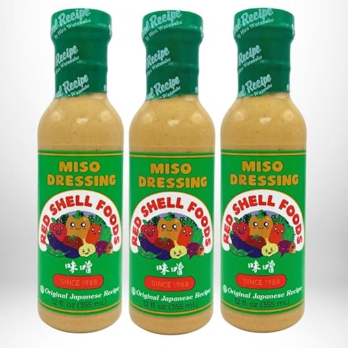 Red Shell Miso Dressing, 12 Fl Oz (Pack of 3) - Authentic Japanese Flavor, Perfect for Salads and Marinades