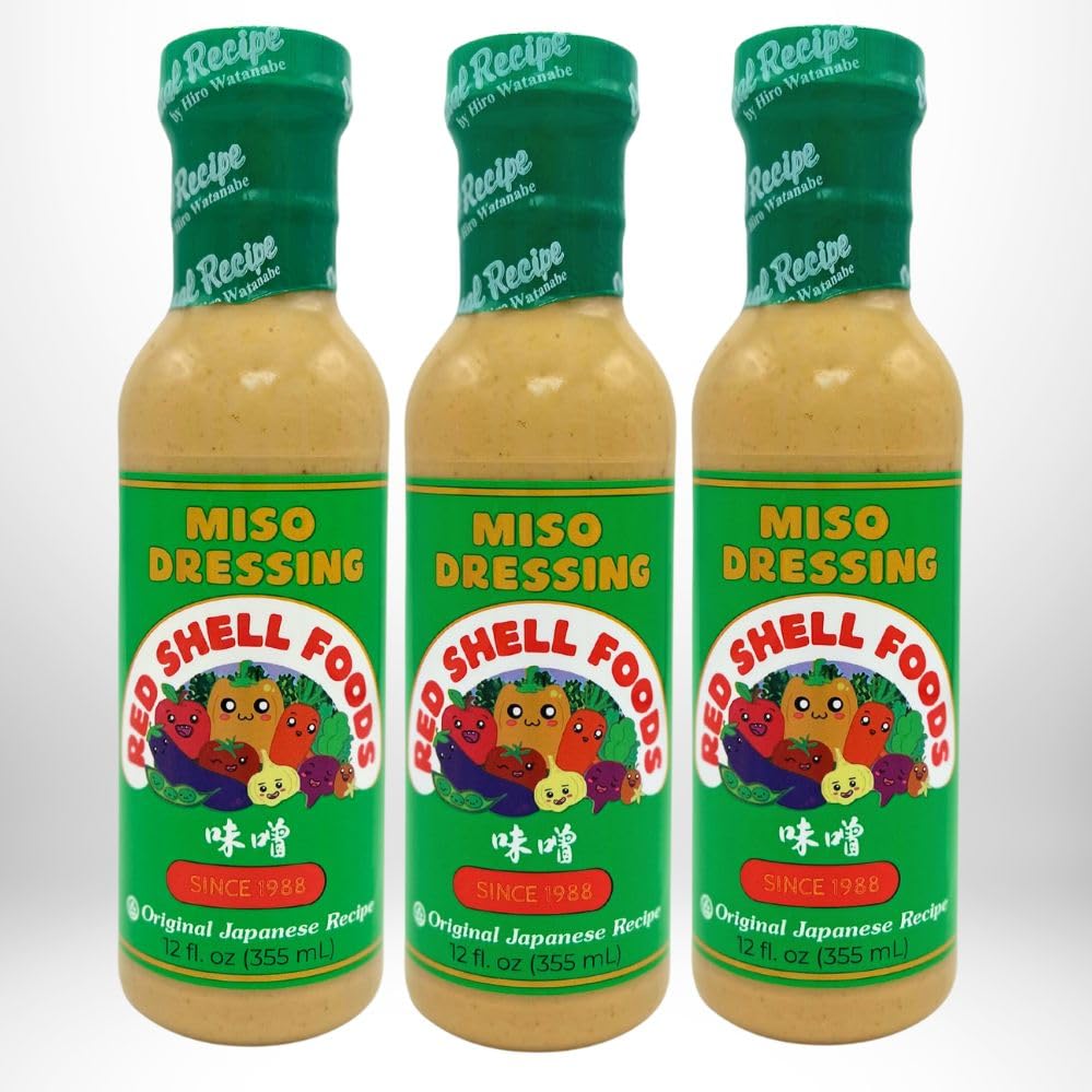 Red Shell Miso Dressing, 12 Fl Oz (Pack of 3) - Authentic Japanese Flavor, Perfect for Salads and Marinades