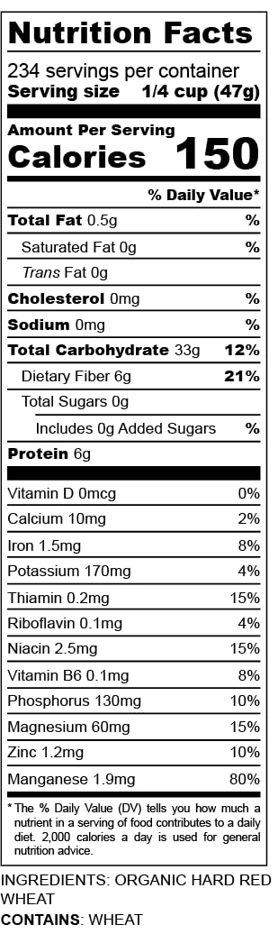 Organic Hard Red Wheat Berries - 24Lbs