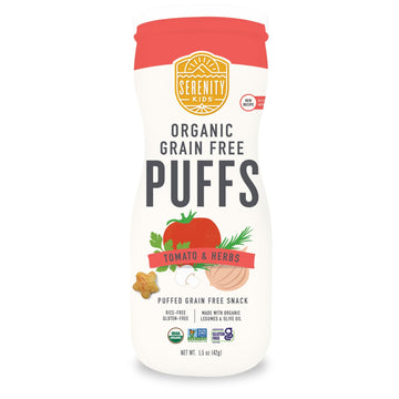 Serenity Kids 6+ Months Grain-Free Allergen-Safe Puffs for Toddlers & Babies - No Grains, Gluten, Nuts, Rice - Organic Veggies, 