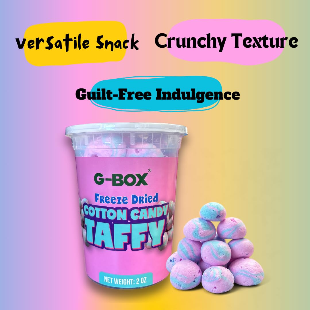 G-Box Freeze Dried Taffy| Freeze Dried Pink Cotton Candy| Tiktok Trend Items, Crunchy, Featuring Old School Candy Vibes, Perfect