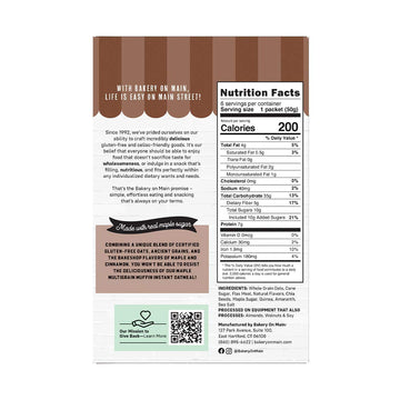 Bakery On Main, Gluten-Free Instant Oatmeal, Vegan & Non GMO - Maple Multigrain Muffin 1.75 Ounce (Pack of 6)