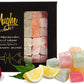 Mughe Gourmet Turkish Delight Candy Gift Box - 13.05Oz/370G - Halal Vegan Lokum Fruit Flavors Rose, Strawberry, Lemon, Orange, Mint - Gifts For Special Occasions, Halloween, Christmas, Birthdays