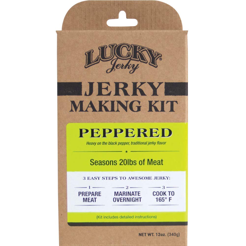 Lucky Beef Jerky DIY Jerky Seasoning Kit, Peppered Flavor, 12 Ounce, Model 7002, Seasons 20lbs of Meat