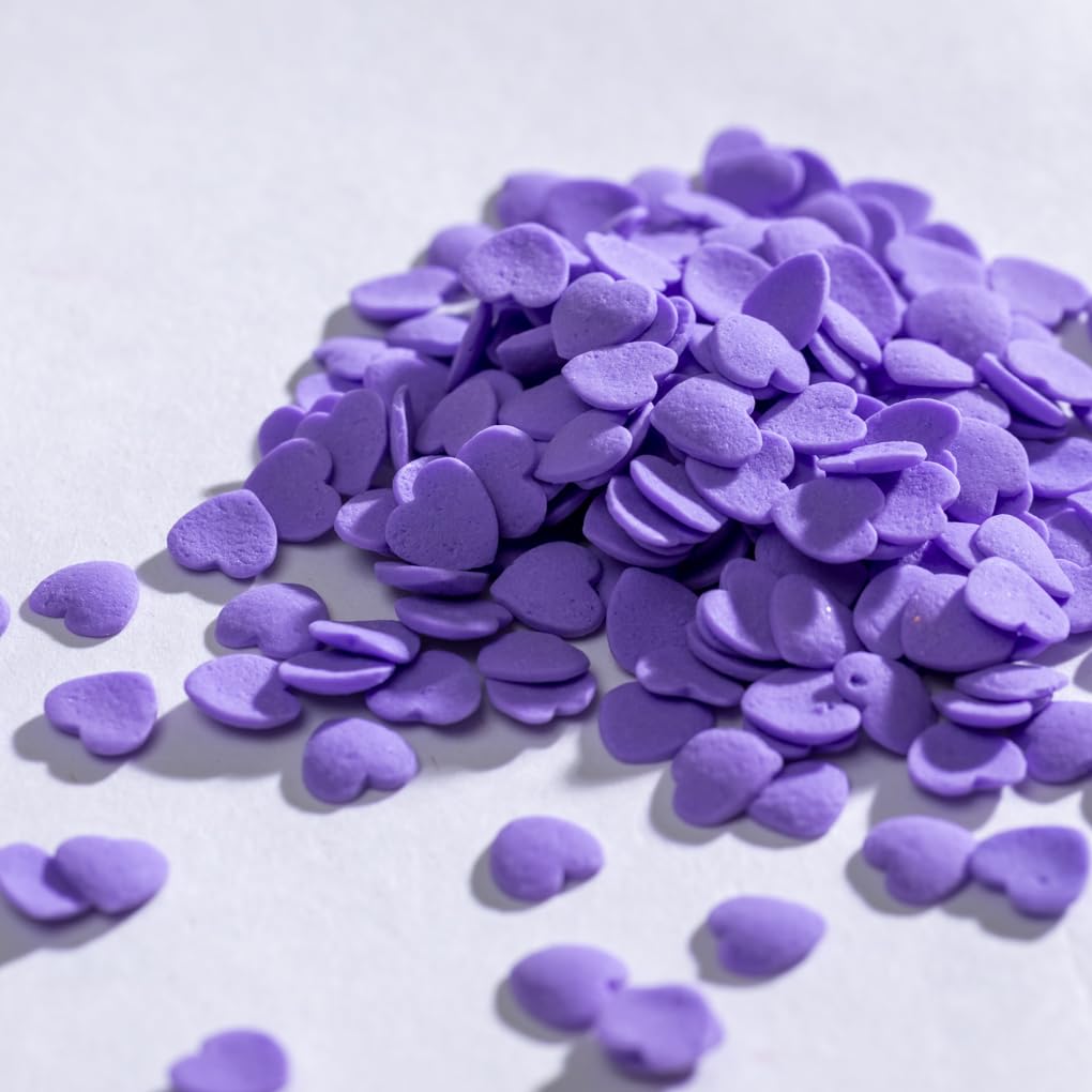 NIPEOR Purple Heart Sprinkles for Cake Decorating - Jumbo Heart, 3.53 oz/100g, Ideal for Valentine Weddings
