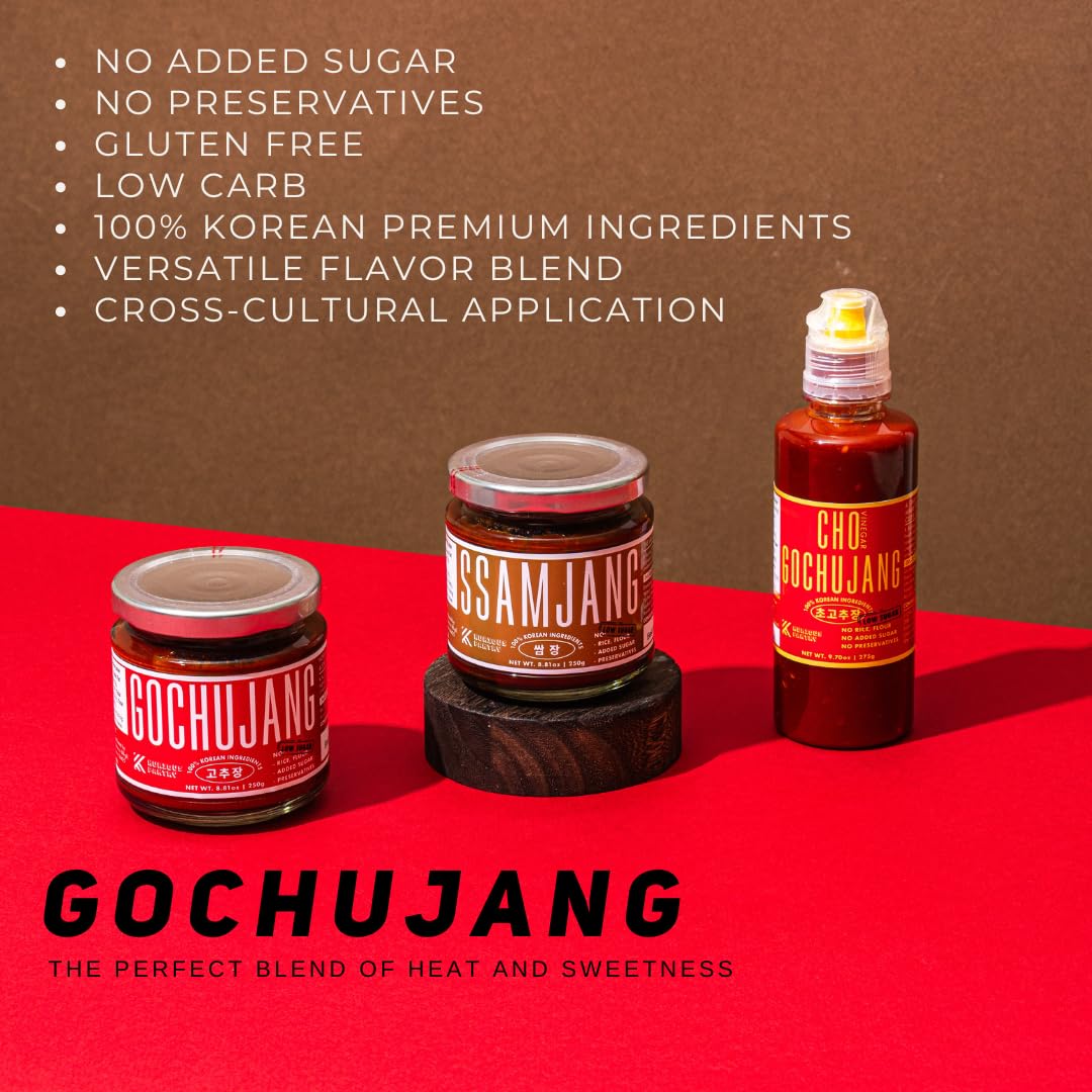K Kurious Pantry Gochujang, Korean Red Chili Paste, Sauce, Condiment, No Flour, No Added Sugar, No Preservatives, 8.81Oz