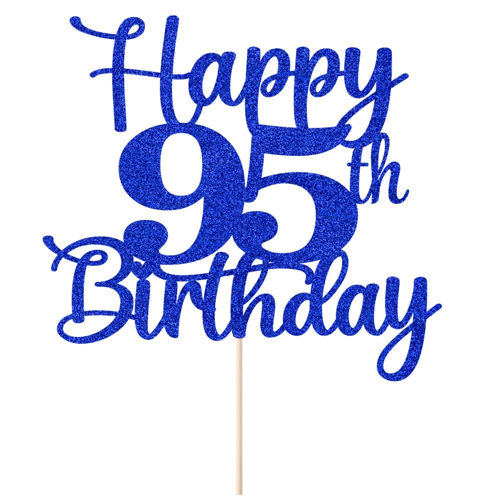 Kaoenla 95th Birthday Cake Topper, Blue, Cheers to 95 Years, Model DDY-695-13-706-75