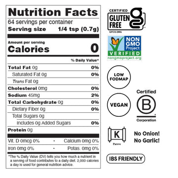 Fody Foods Everyday Seasoning, 1.6 Oz, Garlic and Onion Free, Low FODMAP Certified, Gut & IBS Friendly, Vegan, Non-GMO, Gluten F