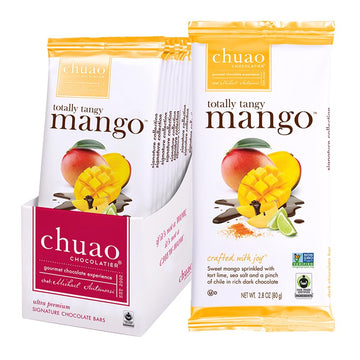 Chuao Chocolatier Totally Tangy Mango Dark Chocolate Gourmet Bars | For Gift Baskets, Birthday, Thank You, Care Package | 12 Ct, 2.8 oz Each