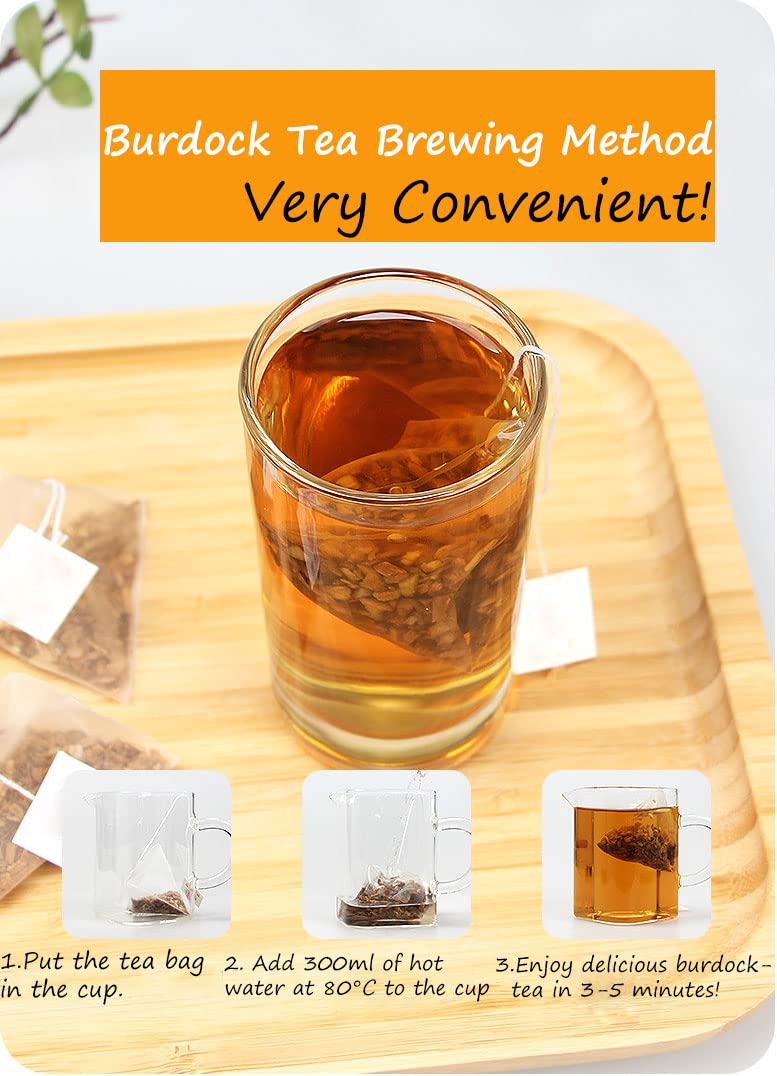 Enhanced Burdock Root Tea Bags,60 Tea Bags/6.4Oz.100% Natural Burdock Tea,No Additives,Caffeine Free.
