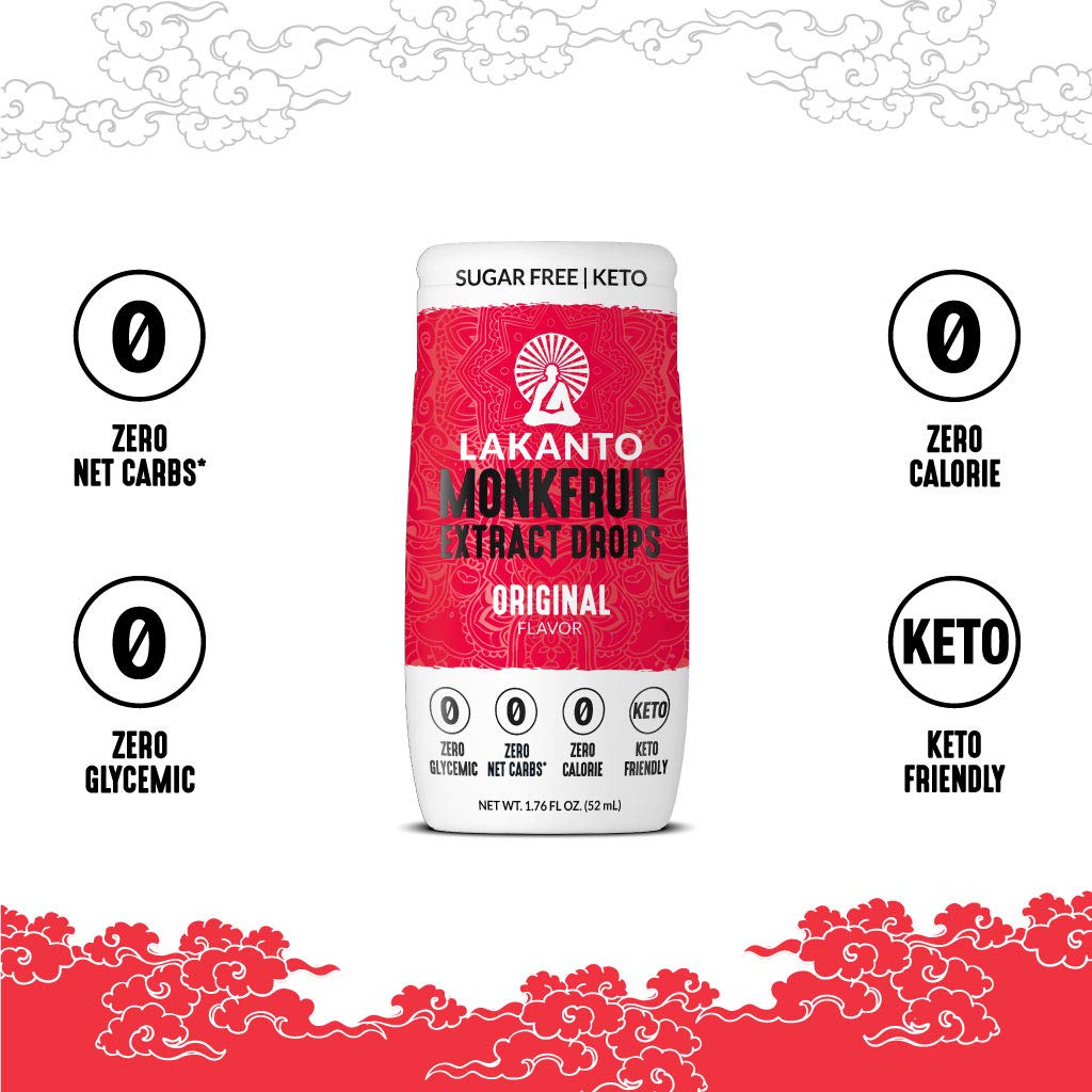 Lakanto Liquid Monkfruit Extract Drops - Zero Calorie, Zero Sugar, Keto Drink Sweetener, Sugar Substitute, On The Go, Tea, Coffe